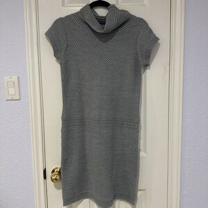 Gray Knit Sweaterdress with Cowl Neck